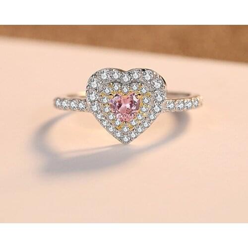 2019 Luxury Sliver Rings For Women Fashion Elegant Sliver Zirconium-Inlaid High Quality Heart Shape Engagement Rings Jewelry