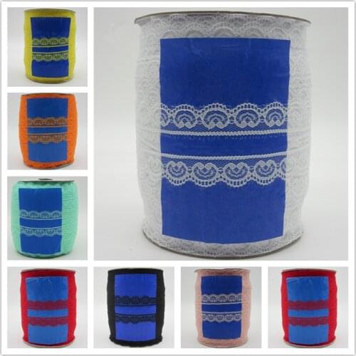 400yards Lace Ribbon Roll Tape 22mm Width Clothing Wedding Dress Jewelry Embroidered Net Lace Trim Fabric for Sewing Applique