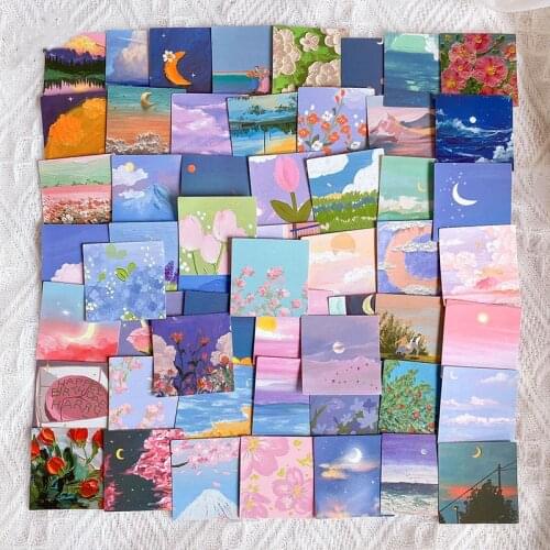56pcs/bag DIY hand-painted stickers for scrapbooking nature landscape series photo journal happy planner decoration stickers