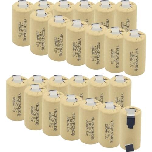 Akkus 24 pcs 2200mAh NICD sub C battery1.2V SC batteries rechargeable for power tools for bosch for electric tools for B&D