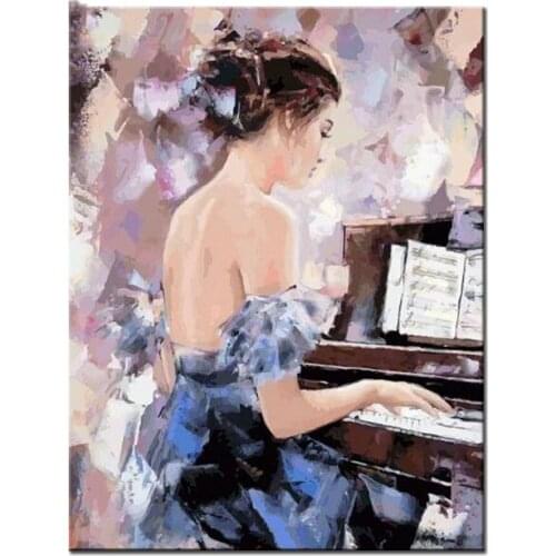 DIY Full Diamond Abstract beauty Mosaic Embroidery 5D Diamond Painting piano playing pictures Stitch Cross Crafts decor BY595