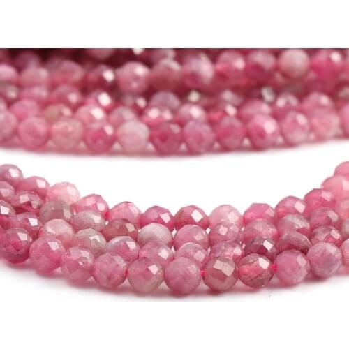 Natural Stone Beads Section Rubellite Round Punch Loose Beads For Jewelry Making DIY Necklace Bracelet Earrings Ring Accessory