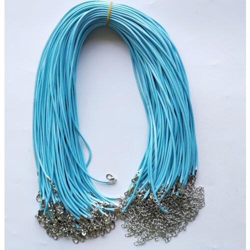 Fast Ship Wholesale 2mm blue Wax Leather Cord Necklace Rope 45cm Chain Lobster Clasp DIY Jewelry Accessories 100pcs/lot