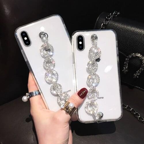 DIY Blingbling crystal Bracelet Phone Case For iPhone 11 Pro Max 6 7 8 Plus 6Plus XSMAX XR XS Coque Soft Transparent Cover Shell