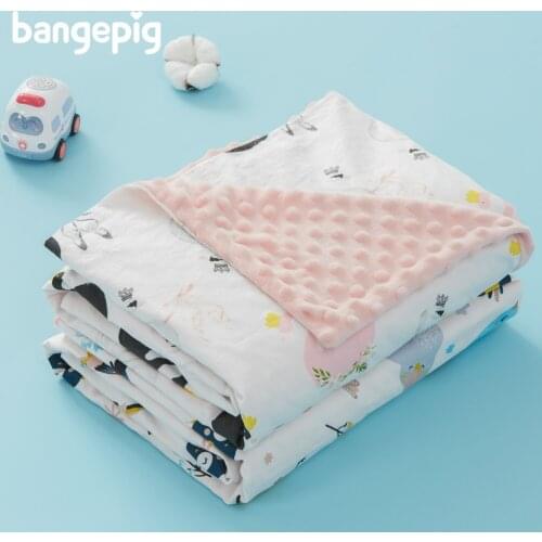 Bangepig Two layers Cartoon Cotton Embossed Flannel Soft Toddler Children Spring Baby Blanket Kid Back Seat Cover Baby Quilt