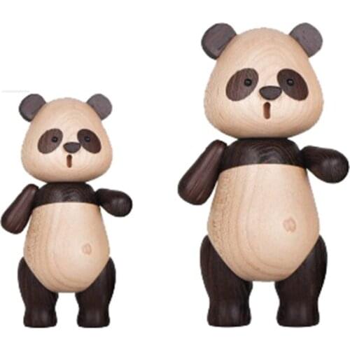 HOT SALE Home Decoration Cute Panda Animal Accessories Creative Handicraft Wooden Toys Office Desktop Miniatures Figurine