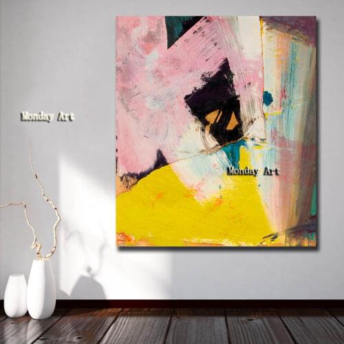 Popular Pure Handmade Picture High Quality Canvas Painting Pink and Yellow Oil Painting on Canvas Abstract Picture Art Painting