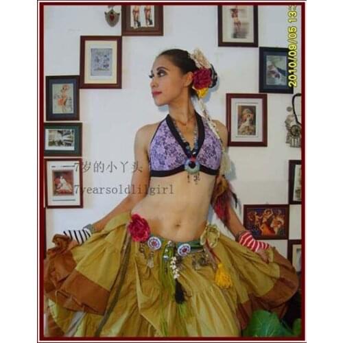 Lace Tribal Belly Dance Bra Top Halter Neck Gothic Top Gypsy Bohemian DJ15