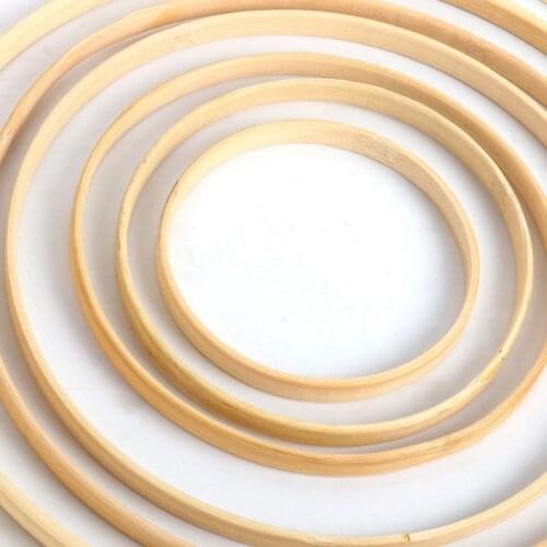 LuanQI Bamboo Ring Wooden Circle Round Catcher Home Decor DIY Hoop For Flower Wreath House Garden Plant Decor Hanging Basket