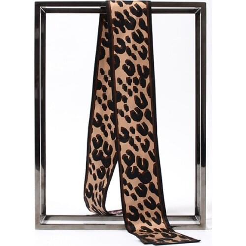 120*7cm New All-match Leopard Print Small Scarf Womens Tie Bag Handle Ribbon Scarf