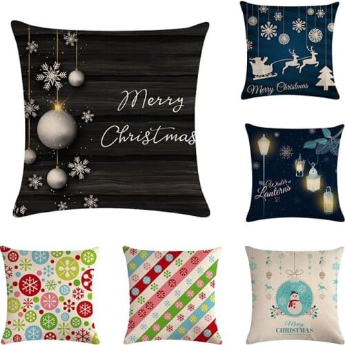 Cartoon Luminous Christmas Tree Series Throw Pillow Cover Home Decorative Cushion Cover Linen Cotton Cushion Cover