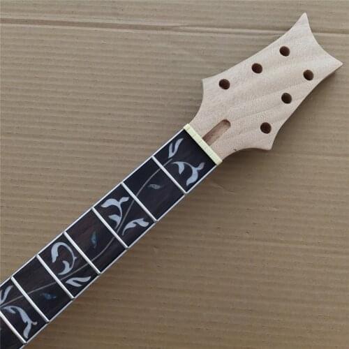 Unfinished mahogany 22 frets electric guitar neck rosewood fingerboard vine inlay 24.75inch