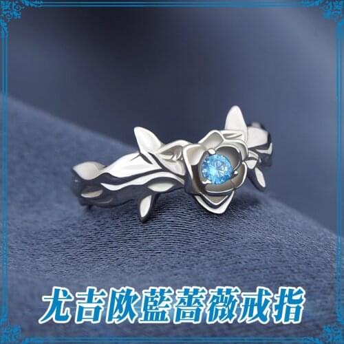 2021 New HOT Sword Art Online: Alicization Eugeo Blue Rose 925 Sterling Gift Silver Ring Jewelry Adjustable Unisex Cosplay Xmas