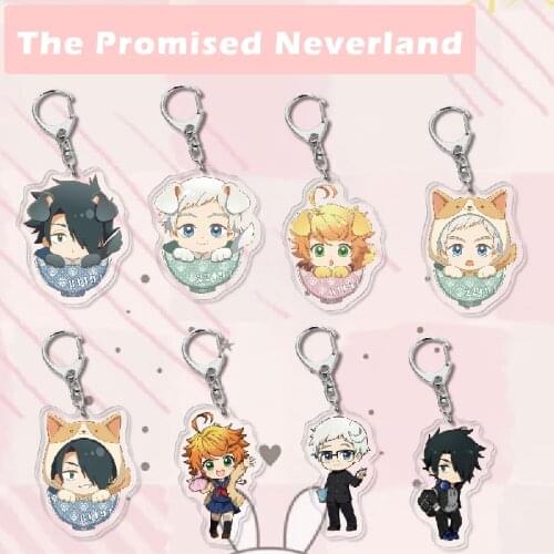 New Cute Anime Characters The Promised Neverland Collection Keychain Emma Norman Ray Acrylic Figures Pendant Key Chain Fans Gift
