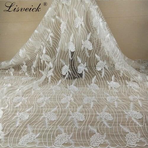New 1yard white Grape embroidered lace fabric tulle exquisit High quality heavy flower wedding dress fabric veil mterial