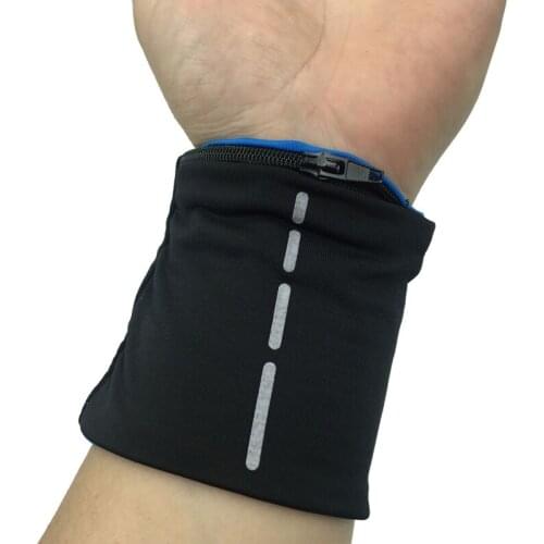 New Zipper Pocket Wrist Support Wrap Straps Double Reflective Outdoor Fitness Cycling Sports Wristband Badminton Sweatband