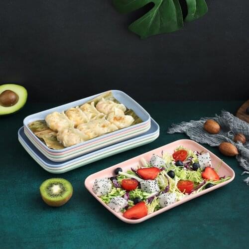 Hot Pot Restaurant Dish Rectangular Plastic Snack BBQ Intestine Noodle Plates Imitation Porcelain Tableware
