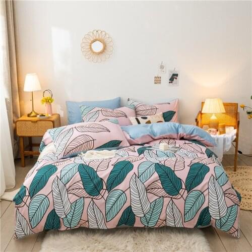 Pink Bedding set,210x210 Duvet Cover Set With Pillowcase,Blue 240x210 Quilt Cover,Green Leaf Pattern King Size Blanket Cover