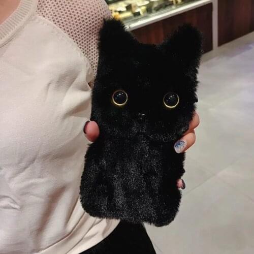 RedmiNote9 Cute Plush Cat Furry Fluffy Silicone Case For Xiaomi Redmi Note 9 Pro Max 9S Girls Exclusive Winter Warm Fur Cover