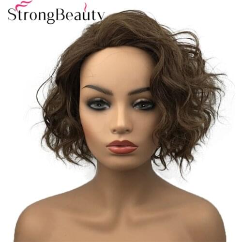 StrongBeauty Short Wavy Wig Heat Resistant Synthetic Wigs Womens Hair