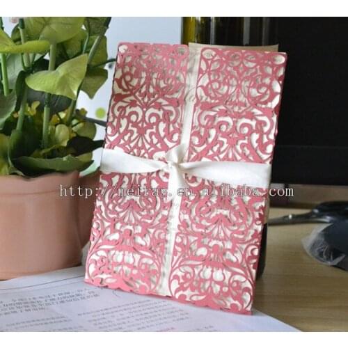 Laser cut wedding invitations,vine lace purplish red &wine red wedding invitations red