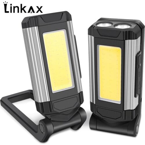 COB Work Light USB Rechargeable LED Flashlight Portable Lantern Camping Light with Magnet Type C Cable Power Bank Function Lamp
