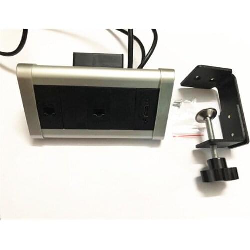 Triangle Desktop Table Mount Electric Socket : HDMI +2 Rj45 Internet Without Power Outlet For Office EU plug wire cord