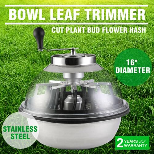 16" VEVOR Hydroponics Trimmer Bowl Leaf Spin Pro Tumble Bud Machine TRIMMER Removable Handle Steel Blade Stainless Steel