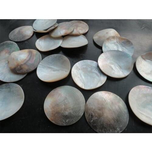 50Pcs Decorate Inlay blanks circle black lip pearl oyster blanks 55mmx(2-4mm)