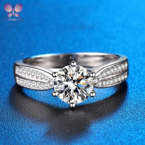 100% 925 Sterling Silver Moissanite Ring 1.0,2.0,3.0 Ct Round Cut D Color Very Shiny Engagement Ring High Quality Jewelry