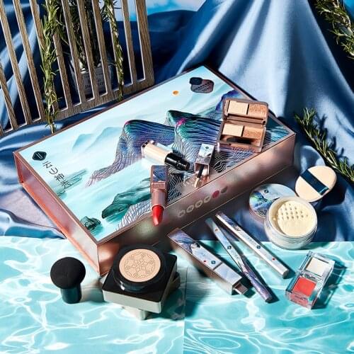 10PCS All In One Makeup Kit Eyeshadow Moisturizing Cushion BB Cream Makeup Loose Powder Waterproof Mascara Eyeliner Eyebrow Sets