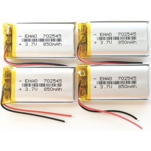 4 pcs EHAO 702545 3.7V 850mAh Lithium Polymer LiPo Rechargeable Battery For Mp3 PAD DVD E-book bluetooth headset
