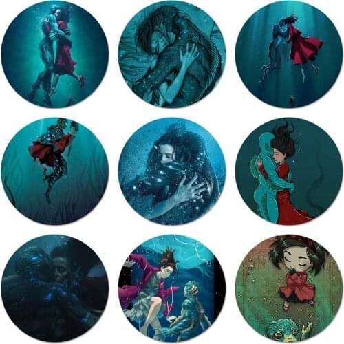58mm The Shape of Water Badge Brooch Pin Accessories For Clothes Backpack Decoration gift