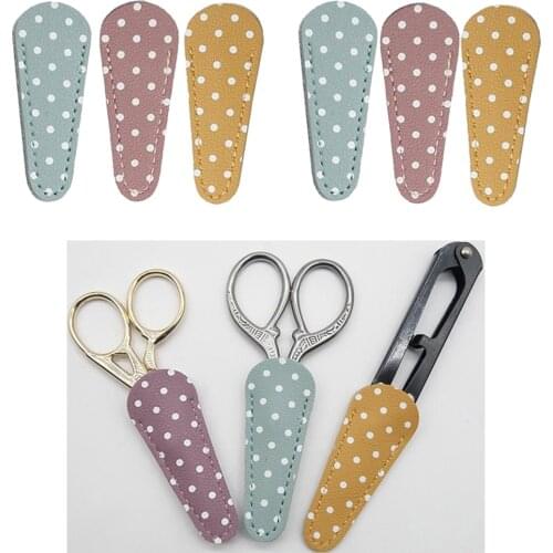 6x Sewing Scissors Sheath Safety Leather Scissors Protector Cover - 3 Colors Set