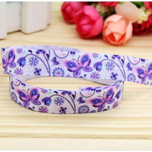 DHK 5/8'' Free shipping Fold Elastic FOE butterfly printed headband headwear hairband diy decoration wholesale OEM P5276