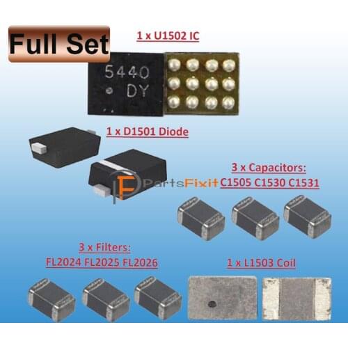 For iPhone 6G 6Plus Backlight IC Kit U1502 Backlight D1501 Diode L1503 Coil C1505 Capacitors FL2024 FL2025 FL2026 Fuses Filter