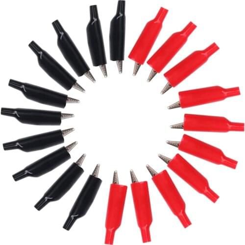 10pcs/lot 28mm/35mm/45mm Metal Alligator Clip G98 Crocodile Electrical Clamp for Testing Probe Meter Black/Red with Plastic Boot