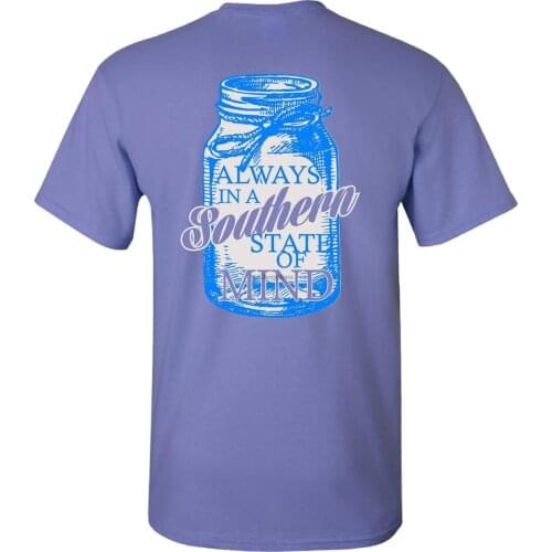 Southern Charm Mason Jar Southern State of Mind Short Sleeve Sky Violet T Shirt