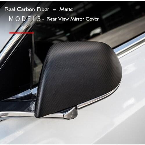 HieCar 2017-2021 Model3 Rearview Mirror Cover For Tesla Model 3 three Real Carbon Fiber Door Side Mirror Cap Protector Part