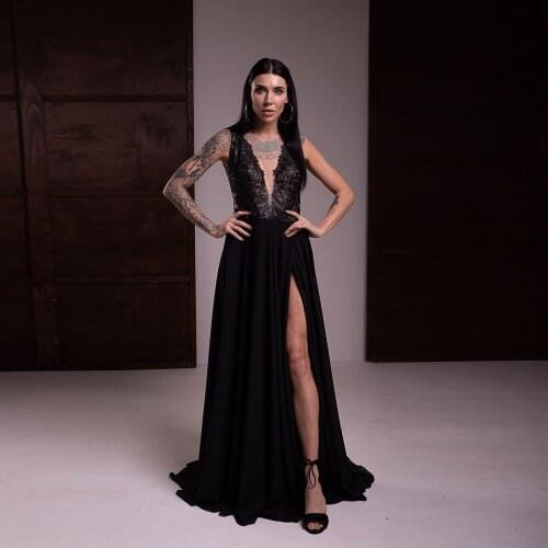 Exquisite Applique Open back Floor length Sweep/Brush Bateall/boat neck A-line Front/Side Slit Evening Dresses high quality