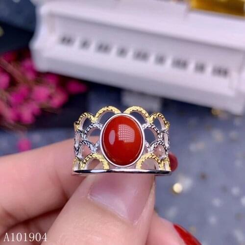 KJJEAXCMY boutique jewelry 925 sterling silver inlaid natural gemstone red coral female ring support detection v