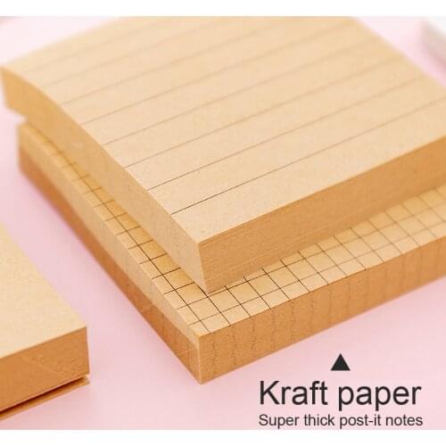Kraft Paper Grid Tabs Sticky Notes Memo Pad Stationery Memo Pads Sheets Notepad Stationary Office Decoration Note Pad