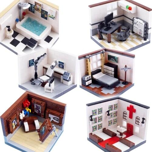 City Building Blocks Brick Hospital Doctors Nurses Minifigs Emergency Room Parts CT Diagram Operation Table Patient Toy for Kids