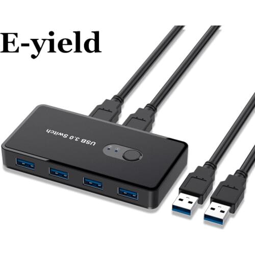 KVM Switch USB 3.0 Switcher with Extender for Keyboard Mouse Printer U Disk 2 PCs Host Laptop Share 4 USB