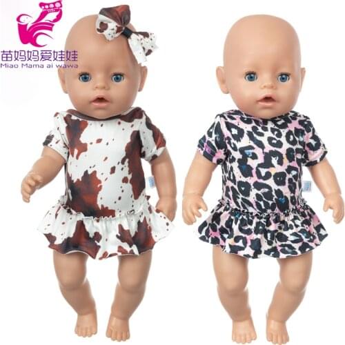 18" Girl Dolls Clothes Leopard Mini Dress 43cm Reborn Baby Doll Clothes Skirt Toys Outwear