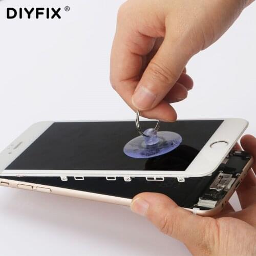 DIYFIX 5Pcs Light Duty Small Suction Cup with Metal Key Ring for Smart Phone Tablet LCD Screen Opening Repair Tools Sets