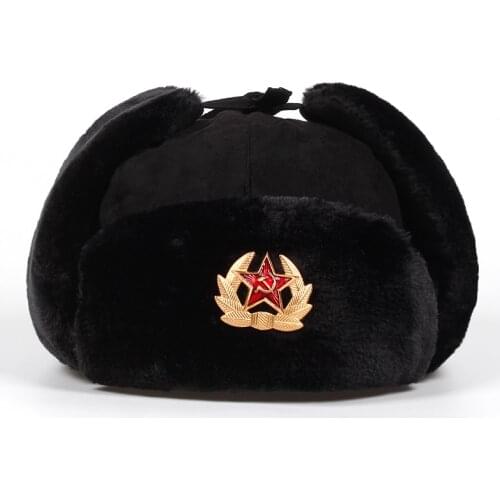 2018 New Women Men star Bomber Hats Winter Russian national emblem Hat Outdoor Warm Thicker Caps with Ear Flaps cap Bone Garros