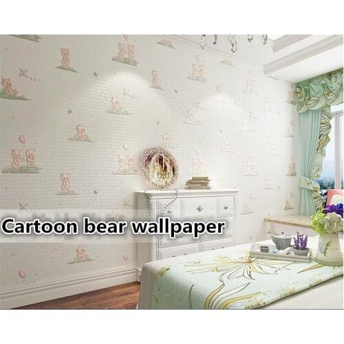 Beibehang Kids room wallpaper cartoon bear environmentally Vinyl wall friendly non-woven 3d wall mural wall papers home decor