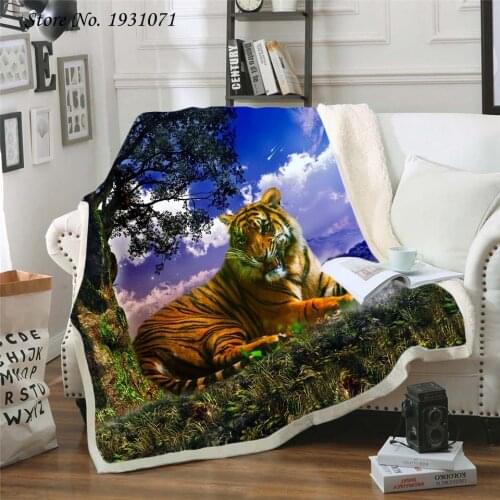 Tiger lion leopard 3D Printed Fleece Blanket for Beds Thick Quilt Fashion Bedspread Sherpa Throw Blanket Adults Kids 12