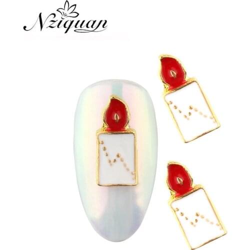 Limited time rush to buy rhinestone decoration DIY3D color Christmas candle NZIQUAN10 nail accessories Christmas set 9*12mm